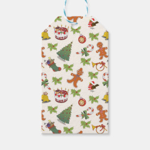 Étiquettes-cadeau Christmas Holly, homme de gâteau et de pain d'épic