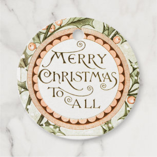 Étiquettes Cadeau Christmas Holly Jolie Antique Salutation