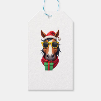 Étiquettes-cadeau Christmas Horse Back Riding Santa Xmas Women Girls