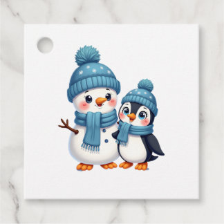 Étiquettes Cadeau Christmas Merry Christmas For Gift Penguin Snowman