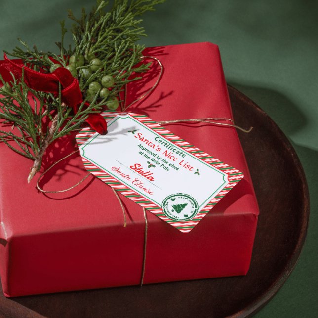 Étiquettes-cadeau Christmas Nice List Elves Approved Certificate  (Créateur téléchargé)