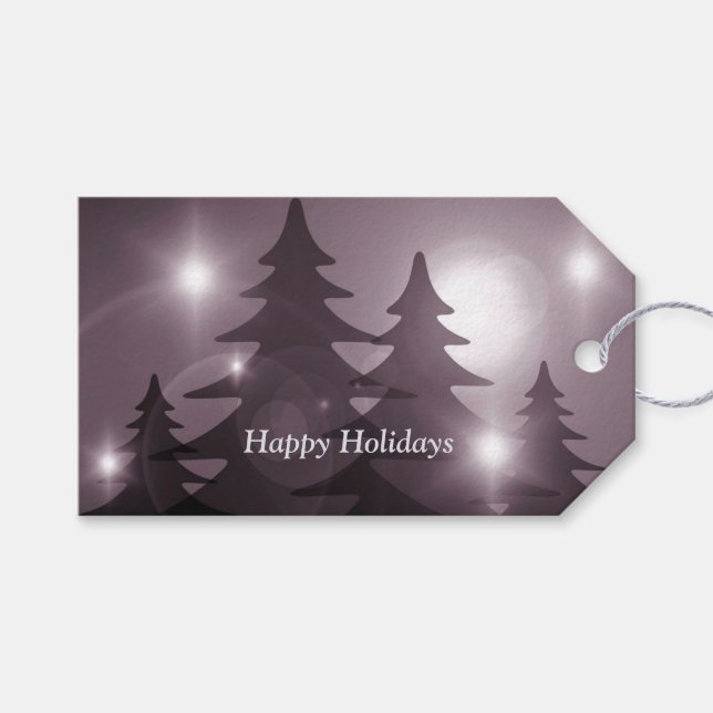 Étiquettes-cadeau Christmas Party Pink Trees Holiday Winter Elegant (Devant (Horizontal))