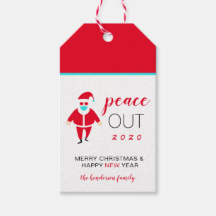 Étiquettes-cadeau Christmas Peace Out 2020 Drôle Père Noël dans l