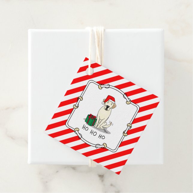 Étiquettes Cadeau Christmas Père Noël Yellow Labrador Retriever Cute (En situation)