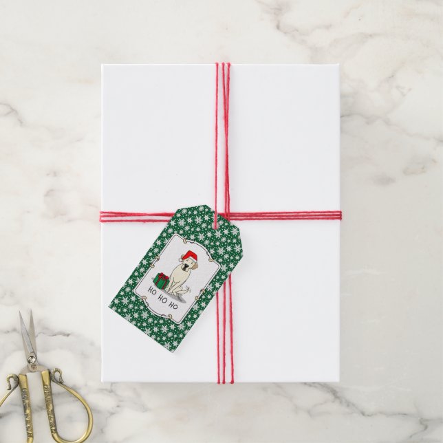 Étiquettes-cadeau Christmas Père Noël Yellow Labrador Retriever Cute (Avec de la ficelle)