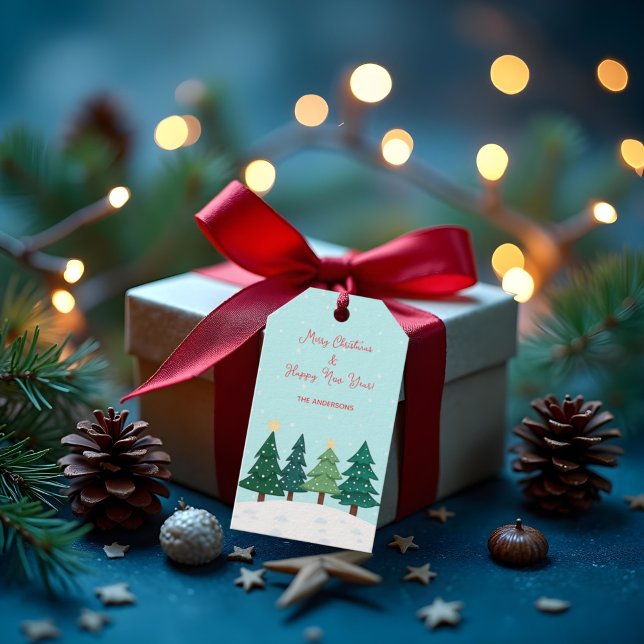 Étiquettes-cadeau Christmas Pine  Forest Tree Merry Christmas (Créateur téléchargé)