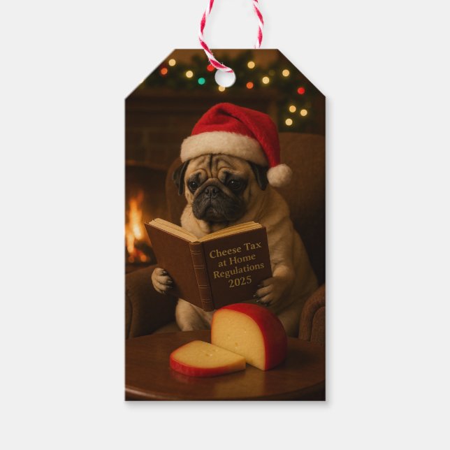 Étiquettes-cadeau Christmas Pug Christmas gift bag (Devant)