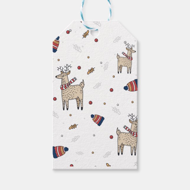 Étiquettes-cadeau Christmas Reindeer Casquette Motif moyen (Devant)
