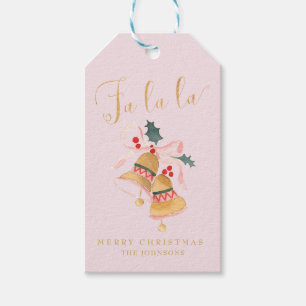 Étiquettes-cadeau Christmas Shabby Pink Bells Gold Falala Tags cadea