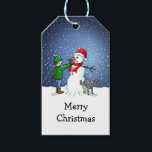 Étiquettes-cadeau Christmas Snowman<br><div class="desc">The Boy,  Dog and Christmas Snowman on Gift Tags.</div>