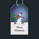 Étiquettes-cadeau Christmas Snowman<br><div class="desc">The Boy,  Dog and Christmas Snowman on Gift Tags.</div>