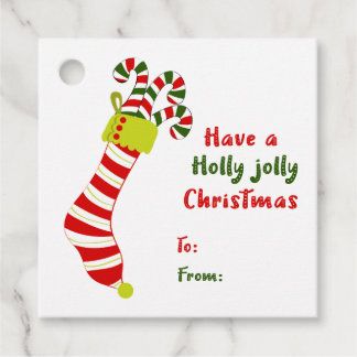 Étiquettes Cadeau Christmas Stocking Holly Jolly Christmas Holiday