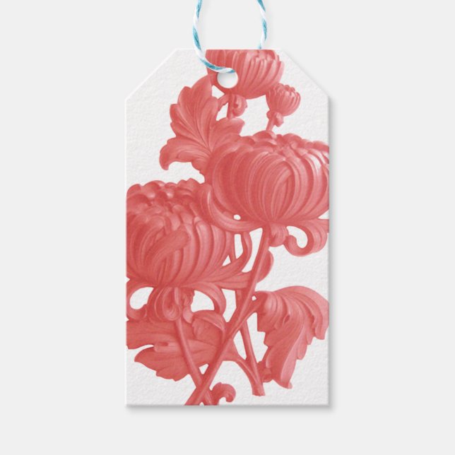 Étiquettes-cadeau Chrysanthème rose (Devant)