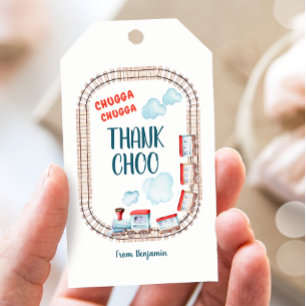 Étiquettes-cadeau Chugga Choo Boy Train Vintage Rouge Bleu Anniversa