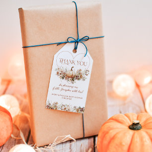 Étiquettes-cadeau Chute d'amour Citrouille Fleur sauvage Baby shower