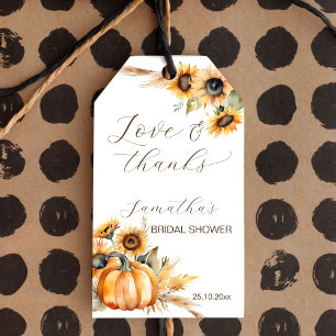 Étiquettes-cadeau Chute en amour boho citrouille tournesols faveurs