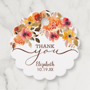 Étiquettes Cadeau Chute Merci de douche à agrafe florale
