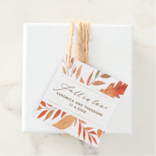 Étiquettes Cadeau Chute moderne en amour Automne Feuilles Mariage