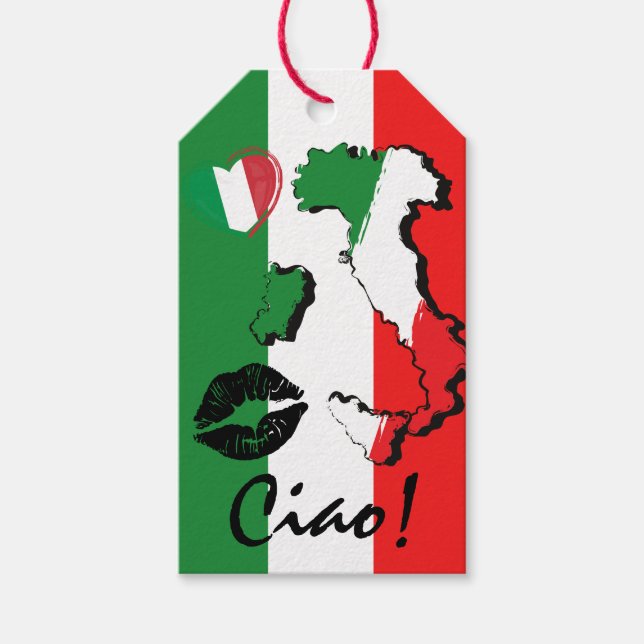 Étiquettes-cadeau Ciao ! Balise cadeau Drapeau Italien Festif (Devant)