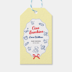 Étiquettes-cadeau Ciao bambino shower bébé jaune 