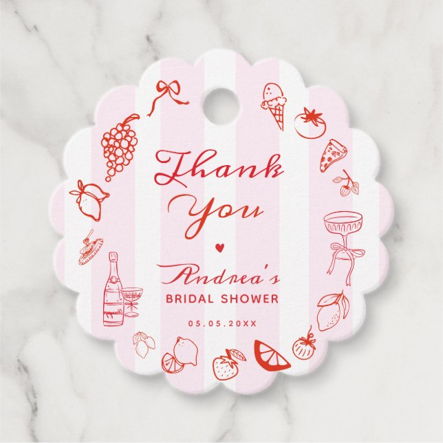 Étiquettes Cadeau Ciao Bella Mariage Écrits à la Main Remerciements (Devant)