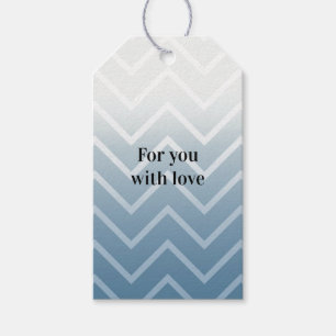 Étiquettes-cadeau Ciel Bleu Chevron Blanc