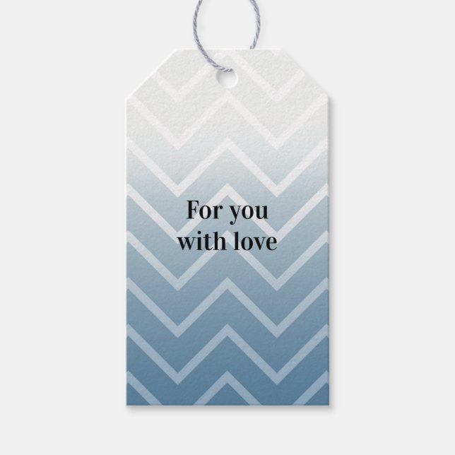 Étiquettes-cadeau Ciel Bleu Chevron Blanc (Devant)