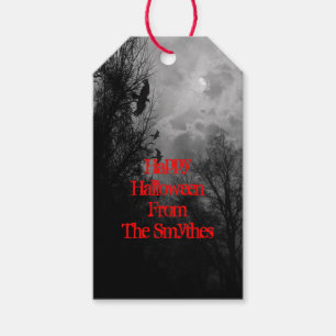 Étiquettes-cadeau Ciel de Halloween hanté par coutume avec des