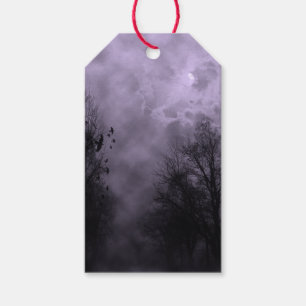 Étiquettes-cadeau Ciel d'Halloween hanté avec purée de ravens