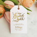 Étiquettes-cadeau Ciel envoyé Baby shower Favoriser Parties scintill<br><div class="desc">Sweet Christian ou ange thème baby shower faveur tag avec texte typographique qui dit "Ciel envoyé" dans la police manuscrite de script. Il y a un halo or et des étoiles au-dessus du texte. Customisez ce produit en ajoutant vos propres informations de baby shower. Parfait pour la douche garçon et...</div>