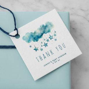 Étiquettes Cadeau Ciel étoilé bleu et nuages moelleux merci
