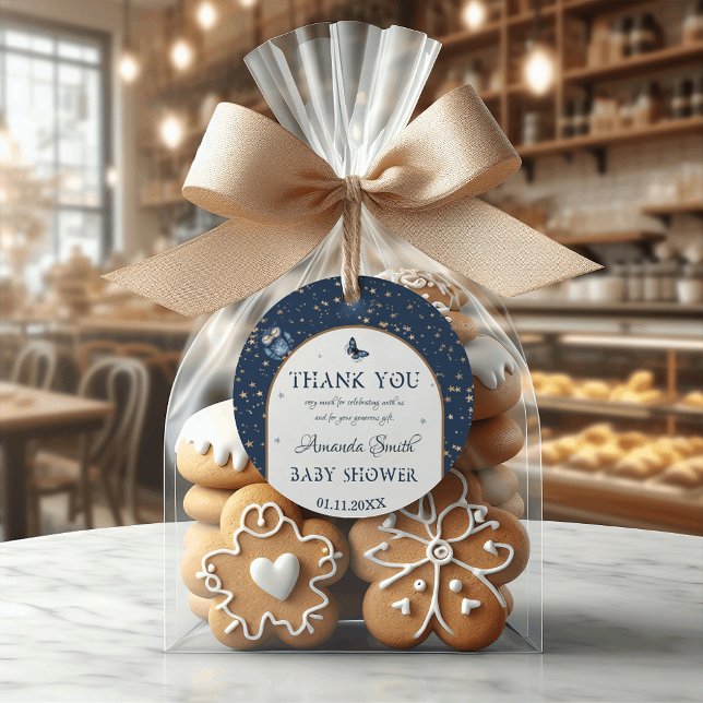 Étiquettes Cadeau Ciel nocturne Magique Bois Baby shower animal (Créateur téléchargé)