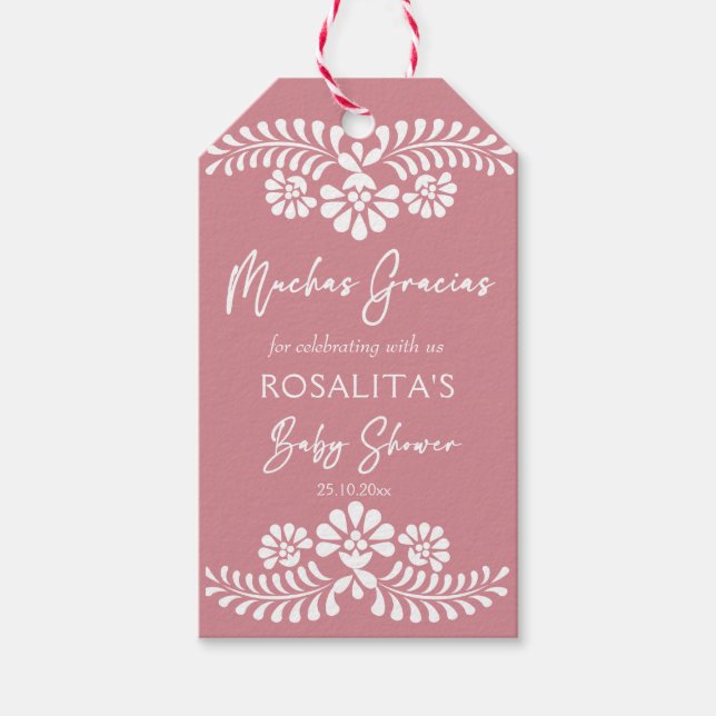 Étiquettes-cadeau Cielito lindo baby shower mexicain rose pâle (Devant)