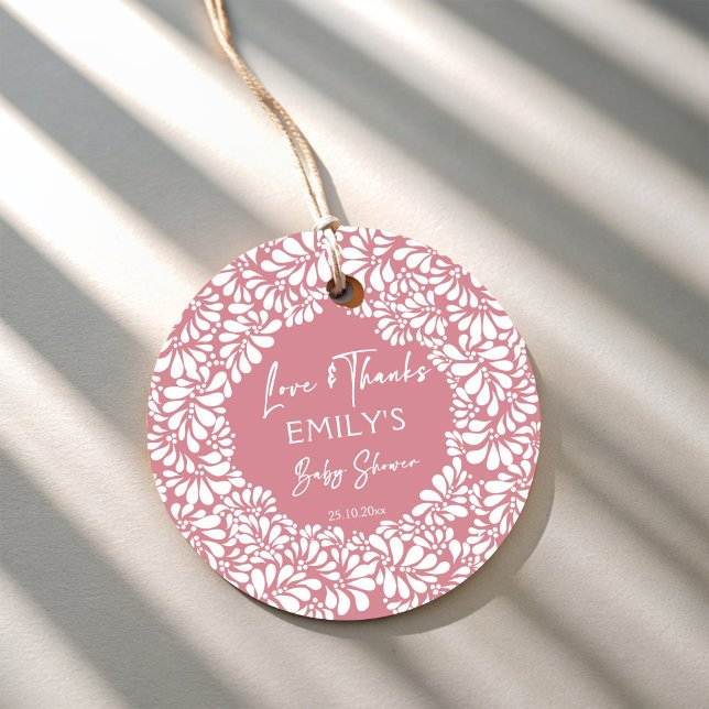 Étiquettes Cadeau Cielito lindo baby shower mexicain rose pâle (Cielito lindo dusty pink Mexican fiesta papel picado baby shower thank you Favor Tags )