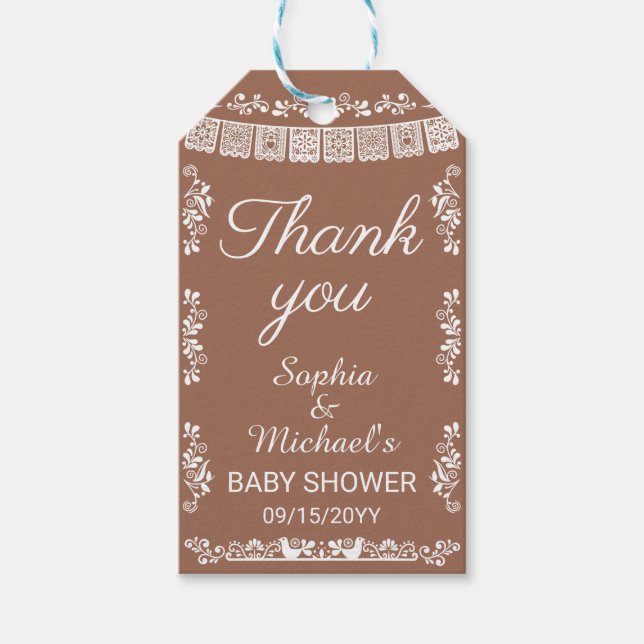 Étiquettes-cadeau Cielito Lindo Terracotta Papel Picado Baby Shower (Devant)