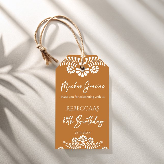 Étiquettes-cadeau Cielito lindo terracotta talavera 60e anniversaire (Cielito lindo terracotta talavera 60th birthday personalized favor gift tags thank you gift tags)