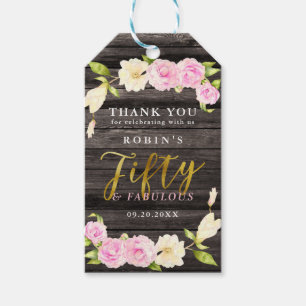 Étiquettes-cadeau Cinquante et fabuleux Botanique Anniversaire Favor