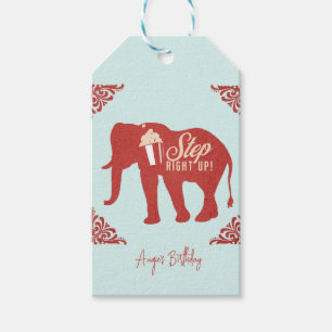 Étiquettes-cadeau Cirque Rétro Eléphant Popcorn Fête d'anniversaire