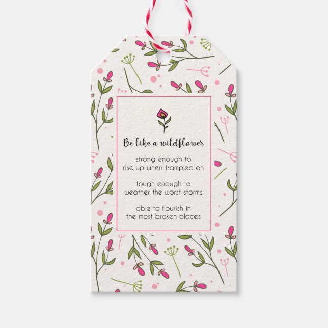 Étiquettes-cadeau Citation Inspirante Avec Motif Fleur sauvage (Devant)