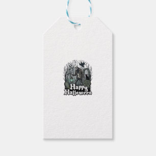 Étiquettes-cadeau Citerne de squelette de Halloween heureux Chat noi