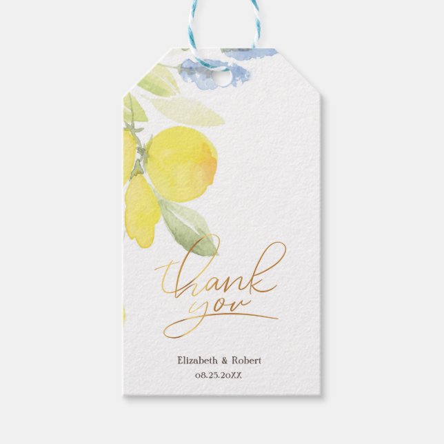 Étiquettes-cadeau Citron aquarelle été  (Devant)