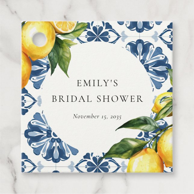 Étiquettes Cadeau Citron Citrus Positano Fête des mariées italienne (Devant)