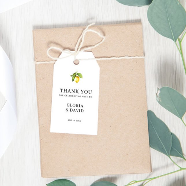 Étiquettes-cadeau Citron jaune Mariage moderne (Créateur téléchargé)