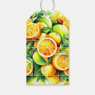 Étiquettes-cadeau Citron orange botanique citrus géométrique