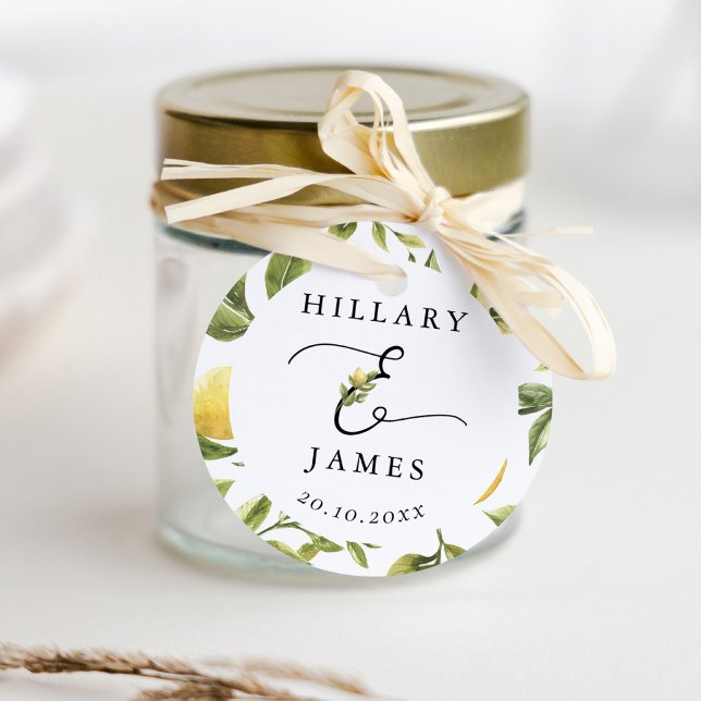 Étiquettes Cadeau Citron Sorrento Mariage méditerranéen (Créateur téléchargé)