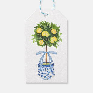 Étiquettes-cadeau Citron Topiary, Bow bleu