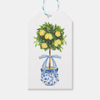 Étiquettes-cadeau Citron Topiary, Bow bleu