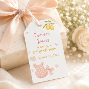 Étiquettes-cadeau Citronnade Rose Aquarelle Fantaisiste Bébé Fille