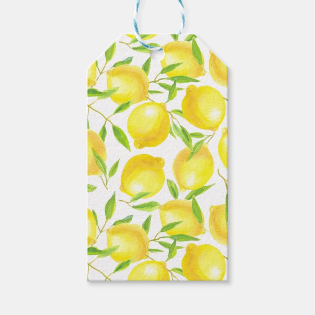 Étiquettes-cadeau Citrons et motif feuille (Devant)