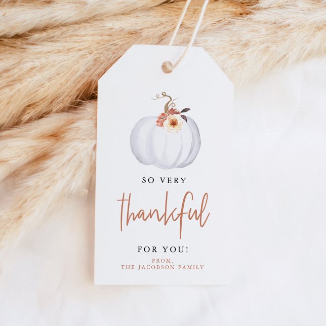 Étiquettes-cadeau Citrouille ambre merci pour votre Thanksgiving aut (Créateur téléchargé)